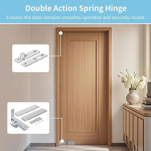Double Action Stainless Steel Spring Hinge with Adjustable Telescoping Shaft, Self-Closing Mechanism, Cover Plates for Wood Doors in Saudi Arabia