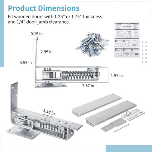 Double Action Stainless Steel Spring Hinge with Adjustable Telescoping Shaft, Self-Closing Mechanism, Cover Plates for Wood Doors in Saudi Arabia