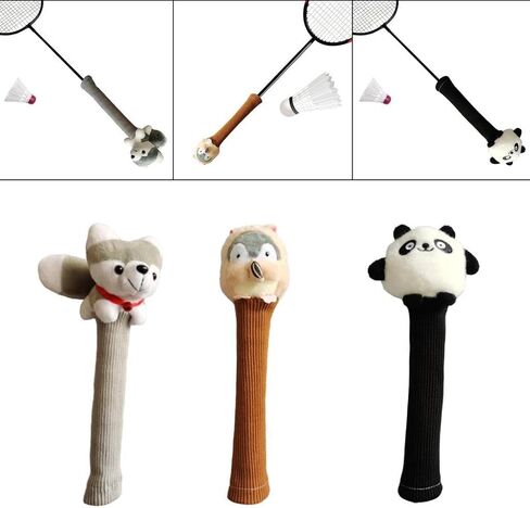 Badminton Racket Handle Cover Protector Tennis Racquet Grip Animal Doll Racket Handle Protective Cover, Ideal Gift in Saudi Arabia