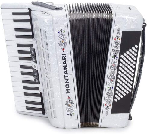 Montanari Piano Accordion 5 Switches 72 Bass 34 Keys 5 Switches White in Saudi Arabia