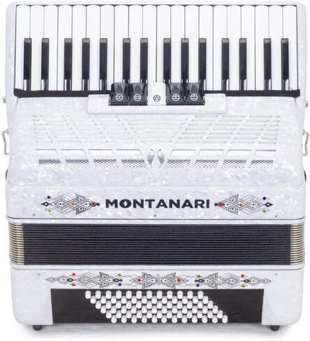 Montanari Piano Accordion 5 Switches 72 Bass 34 Keys 5 Switches White in Saudi Arabia