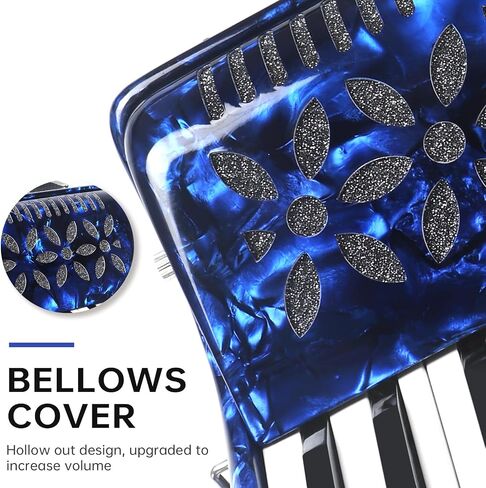 25 Keys Accordion, 16 Bass Student Piano Accordion Acordeón Acordeones Para Adultos for Beginner and Adults, Lightweight Portable with Adjustable Straps, Cleaning Cloth, Gloves, and Carrying Bag(Blue) in Saudi Arabia