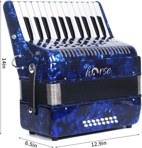 25 Keys Accordion, 16 Bass Student Piano Accordion Acordeón Acordeones Para Adultos for Beginner and Adults, Lightweight Portable with Adjustable Straps, Cleaning Cloth, Gloves, and Carrying Bag(Blue) in Saudi Arabia