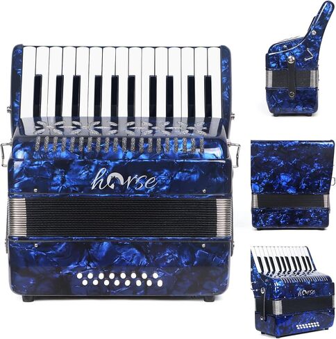 25 Keys Accordion, 16 Bass Student Piano Accordion Acordeón Acordeones Para Adultos for Beginner and Adults, Lightweight Portable with Adjustable Straps, Cleaning Cloth, Gloves, and Carrying Bag(Blue) in Saudi Arabia