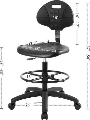 خذ UR SEAT®Cleanroom Ergonomonic ESD كرسي ، وقمامة الميل ، وضبط عمق المقعد 18 "DIA. قابلة للتعديل ، قاعدة HD ، 23" إلى 33 "تعديل الارتفاع (ارتفاع مقعد طويل ، عجلات الشفرة) in Kuwait