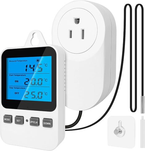 Temperature Controlled Outlet Thermostat Plug 120V Heating Cooling Control Timer Thermostat Outlet Backlit Display Digital Temperature Controller in Saudi Arabia