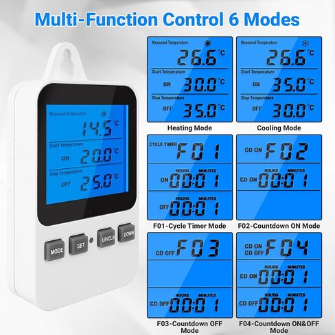 Temperature Controlled Outlet Thermostat Plug 120V Heating Cooling Control Timer Thermostat Outlet Backlit Display Digital Temperature Controller in Saudi Arabia