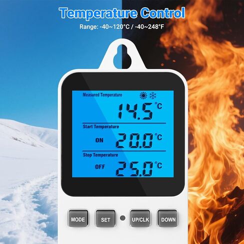 Temperature Controlled Outlet Thermostat Plug 120V Heating Cooling Control Timer Thermostat Outlet Backlit Display Digital Temperature Controller in Saudi Arabia