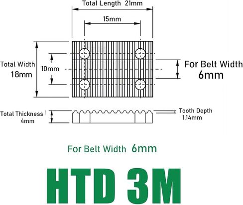 HTD3M حزام مفتوح 1PC لوحة مسننة 3M-HTD عرض حزام 6/10/15/20/20/25 مم لوحة توصيل الألومنيوم (6 مم) in Kuwait