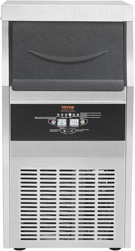 VEVOR 160lbs/24H Commercial Ice Maker, 55 Ice Cubes in 15 Minutes, Freestanding Ice Maker Machine with 33lbs Large Storage Capacity for Bar Office Restaurant, with LED Digital Display & Self-Cleaning in Saudi Arabia