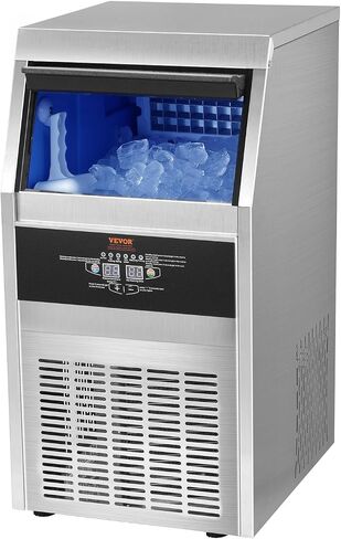 VEVOR 160lbs/24H Commercial Ice Maker, 55 Ice Cubes in 15 Minutes, Freestanding Ice Maker Machine with 33lbs Large Storage Capacity for Bar Office Restaurant, with LED Digital Display & Self-Cleaning in Saudi Arabia