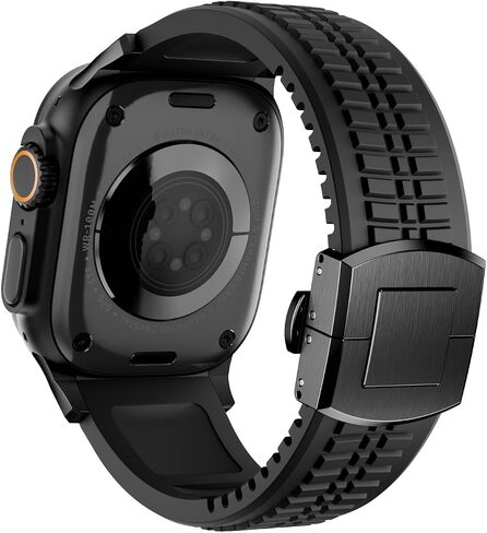 فرقة مشاهدة السيليكون الحديثة متوافقة مع IWatch Ultra 2 / Ultra / Series 10 9 8 7 (44 مم 45 مم 46 مم 49 مم) ، حزام رياضي مع مشبك قابل للطي ، تصميم عظمى شاقته الحديثة للرجال in Kuwait