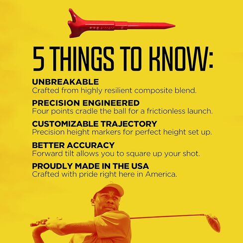 FIRE AWAY Premium Golf Tees, Reduced Ball Spin, Less Friction & Precision Height Markers for Perfect Trajectory, Made of Special Unbreakable Plastic Nylon Blend in Saudi Arabia