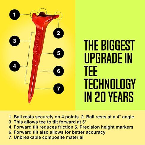 FIRE AWAY Premium Golf Tees, Reduced Ball Spin, Less Friction & Precision Height Markers for Perfect Trajectory, Made of Special Unbreakable Plastic Nylon Blend in Saudi Arabia