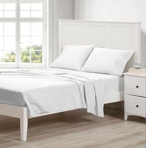 Cuddledown Dreamstead King Bed Soft ، سهل ، قطن 100 ٪ ، فاخر ، مجموعة تشمل المجهزة ، ورقة مسطحة ووسادة ، أبيض in Kuwait
