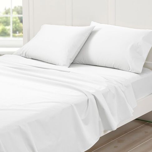 Cuddledown Dreamstead King Bed Soft ، سهل ، قطن 100 ٪ ، فاخر ، مجموعة تشمل المجهزة ، ورقة مسطحة ووسادة ، أبيض in Kuwait