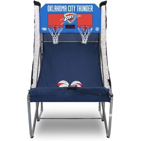 Pop-A-Shot - Home Dual Shot with Oklahoma City Thunder NBA Graphics l Sensor Scoring l 16 Game Modes l 7 Balls l Foldable Storage l for All NBA Fans in Saudi Arabia