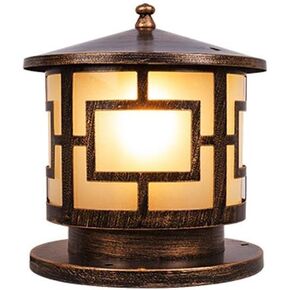 Europe Aluminum Glass E27 Column Lighting Outdoor Garden Pillar Lamp Retro Residential LED Pillar Lamps Luster Sconce Porch Home Garden Outball Shape Fence Border Wall Villa Light Stadium in Saudi Arabia