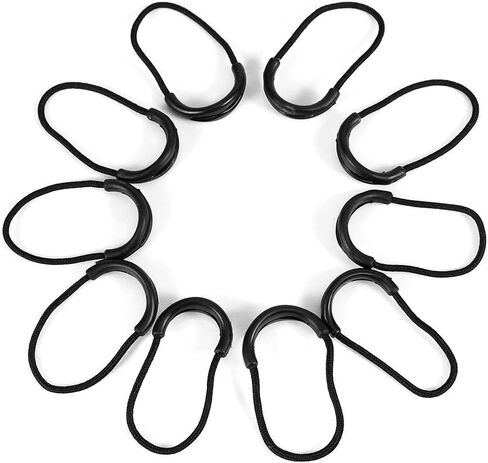 TBEST 10pcs سحب ، علامات تبويب سلك بلاستيك سوداء استبدال حبل السحب لإكسسوارات حقيبة الملابس خفيفة الوزن سهلة التثبيت لظهر الظهر حزم الظهر cclothing in Kuwait