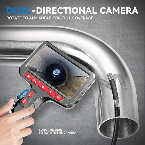 Dual-Directional Borescope with Light, 5-inch HD Endoscope Camera, 0.24-inch Ultra-Slim Articulating Probe, 5ft Flexible Metal Tube for Automotive, Plumbing, HVAC Inspections in Kuwait