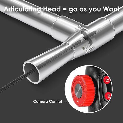 Two-Way Articulating Borescope, 4.3'' 1080P HD Industrial Endoscope Camera with Light, IP67 Waterproof Flexible Mechanic Fiber Optic Snake Scope Cam for Mechanics Automotive HVAC Wall Pipe Inspection in Saudi Arabia
