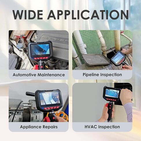 Two-Way Articulating Borescope, 4.3'' 1080P HD Industrial Endoscope Camera with Light, IP67 Waterproof Flexible Mechanic Fiber Optic Snake Scope Cam for Mechanics Automotive HVAC Wall Pipe Inspection in Saudi Arabia
