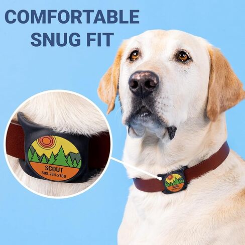 Gotags محفورة Airtag Dog Collar ، علبة Airtag مخصصة للياقة الحيوانات الأليفة ، ما يصل إلى خطين من النص المخصص ، شريحة على علامة GPS Tracker ، تتبع الكلاب مع Apple iPhone ، كبيرة in Kuwait