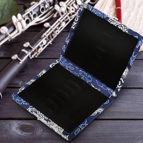 6pcs Oboe Reeds Case, Portable Wooden Silk Cloth Cover Case Holder Storage Box for Oboe Equipment (Blue) in Saudi Arabia