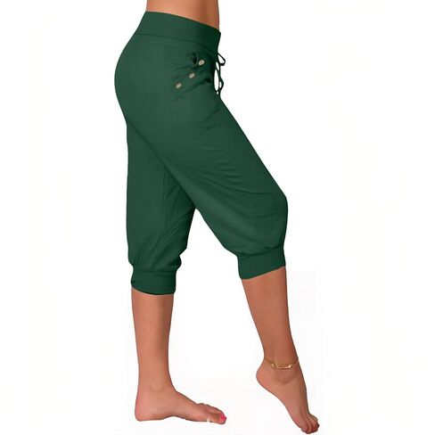 Women's Summer Sweatpants Drawstring Waist Capri Pants Cropped Running Jogger Loose Fit Lounge Trousers with Pockets in Saudi Arabia