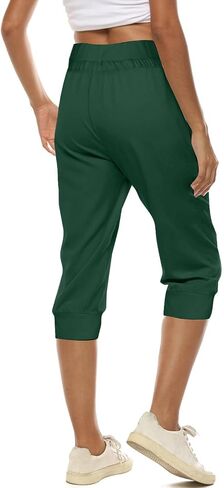 Women's Summer Sweatpants Drawstring Waist Capri Pants Cropped Running Jogger Loose Fit Lounge Trousers with Pockets in Saudi Arabia