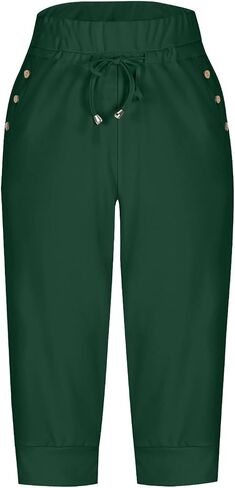 Women's Summer Sweatpants Drawstring Waist Capri Pants Cropped Running Jogger Loose Fit Lounge Trousers with Pockets in Saudi Arabia