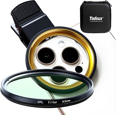 52mm CPL Polarizing Phone Filter for iPhone Samsung Pixel Anti Glare | Clip-on. Fits iPhone 17/16/15 & Samsung S26/S25. Optical glass. Waterproof case. 460+ reviews, 4.0 stars. in Kuwait