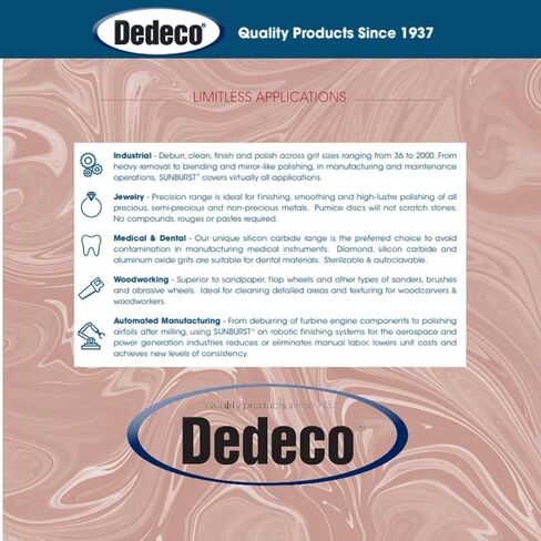 Dedeco Sunburst Dybial Bristle Discs 5 عبوات - 1 "قرص منحني 6 طبقات - Red 220 Grit (قياسي) - أكسيد الألومنيوم للتلميع والتشطيب in Kuwait