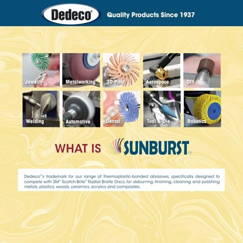 Dedeco Sunburst Dybial Bristle Discs 5 عبوات - 1 "قرص منحني 6 طبقات - Red 220 Grit (قياسي) - أكسيد الألومنيوم للتلميع والتشطيب in Kuwait