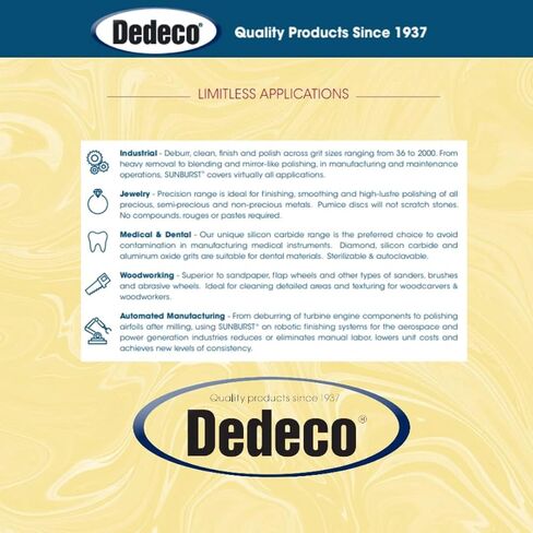 Dedeco Sunburst Dybial Bristle Discs 5 عبوات - 1 "قرص منحني 6 طبقات - Red 220 Grit (قياسي) - أكسيد الألومنيوم للتلميع والتشطيب in Kuwait