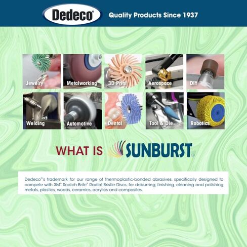 Dedeco Sunburst Dybial Bristle Discs 5 عبوات - 1 "قرص منحني 6 طبقات - Red 220 Grit (قياسي) - أكسيد الألومنيوم للتلميع والتشطيب in Kuwait