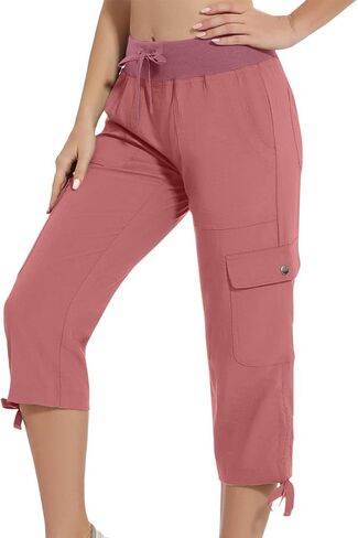 Womens Cargo Capris with Pockets Loose Fit Casual Capri Pants Dressy Lightweight Loose Hiking Joggers Ladies Trouser in Saudi Arabia