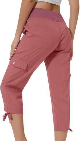 Womens Cargo Capris with Pockets Loose Fit Casual Capri Pants Dressy Lightweight Loose Hiking Joggers Ladies Trouser in Saudi Arabia