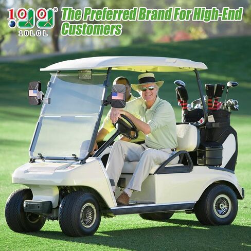 10L0L Golf Cart Side Mirrors Compatible with Yamaha Club Car EZ-GO and Others Round or Square Tube Golf Cart Roof Bracket, No-drilling Required in Saudi Arabia