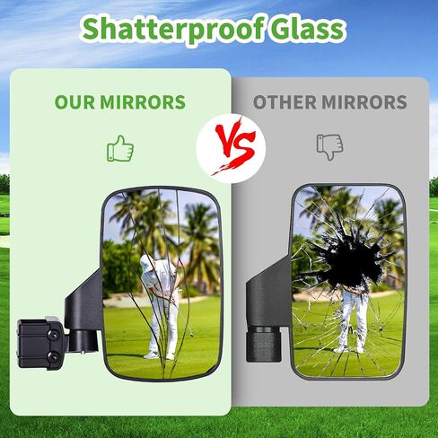 10L0L Golf Cart Side Mirrors Compatible with Yamaha Club Car EZ-GO and Others Round or Square Tube Golf Cart Roof Bracket, No-drilling Required in Saudi Arabia