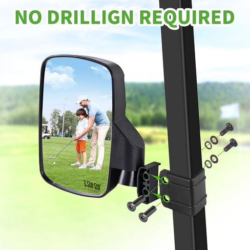 10L0L Golf Cart Side Mirrors Compatible with Yamaha Club Car EZ-GO and Others Round or Square Tube Golf Cart Roof Bracket, No-drilling Required in Saudi Arabia