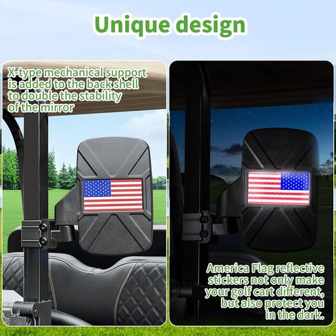 10L0L Golf Cart Side Mirrors Compatible with Yamaha Club Car EZ-GO and Others Round or Square Tube Golf Cart Roof Bracket, No-drilling Required in Saudi Arabia