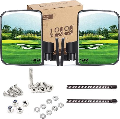 10L0L Golf Cart Side Mirrors Compatible with Yamaha Club Car EZ-GO and Others Round or Square Tube Golf Cart Roof Bracket, No-drilling Required in Saudi Arabia