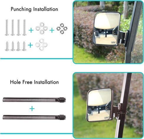 10L0L Golf Cart Side Mirrors Compatible with Yamaha Club Car EZ-GO and Others Round or Square Tube Golf Cart Roof Bracket, No-drilling Required in Saudi Arabia