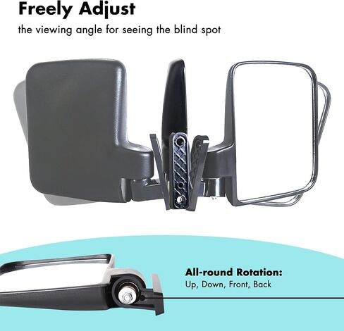 10L0L Golf Cart Side Mirrors Compatible with Yamaha Club Car EZ-GO and Others Round or Square Tube Golf Cart Roof Bracket, No-drilling Required in Saudi Arabia