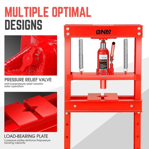 DNA Motoring 30 Ton Air Hydraulic Shop Press مع لوحات ، مكبس أرضية مرآب H-Frame ، 30T / 66139 رطل ، ارتفاع جدول العمل القابل للتعديل ، الأدوات-00292 ، أحمر in Saudi Arabia