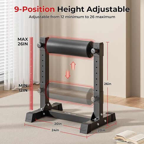 BODYRHYTHM Bulgarian Split Squat Stand, Single Leg Squat Roller Stand with 9 Adjustable Roller Heights for Squats, Leg Lunges, Lower Body Training. in Saudi Arabia