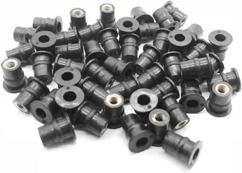 10/20/50/100 Pcs M6 M5 Rubber Well Nut Metric Motorcycle Windscreen Well Nut Brass Nuts for Windscreens Fairings Cowl(10PCS M6) in Saudi Arabia