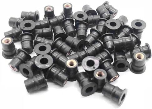 10/20/50/100 Pcs M6 M5 Rubber Well Nut Metric Motorcycle Windscreen Well Nut Brass Nuts for Windscreens Fairings Cowl(10PCS M6) in Saudi Arabia