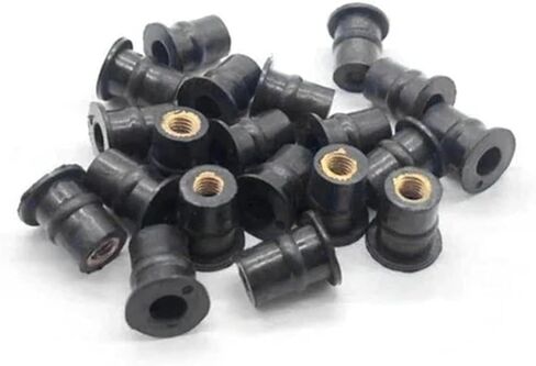10/20/50/100 Pcs M6 M5 Rubber Well Nut Metric Motorcycle Windscreen Well Nut Brass Nuts for Windscreens Fairings Cowl(10PCS M6) in Saudi Arabia